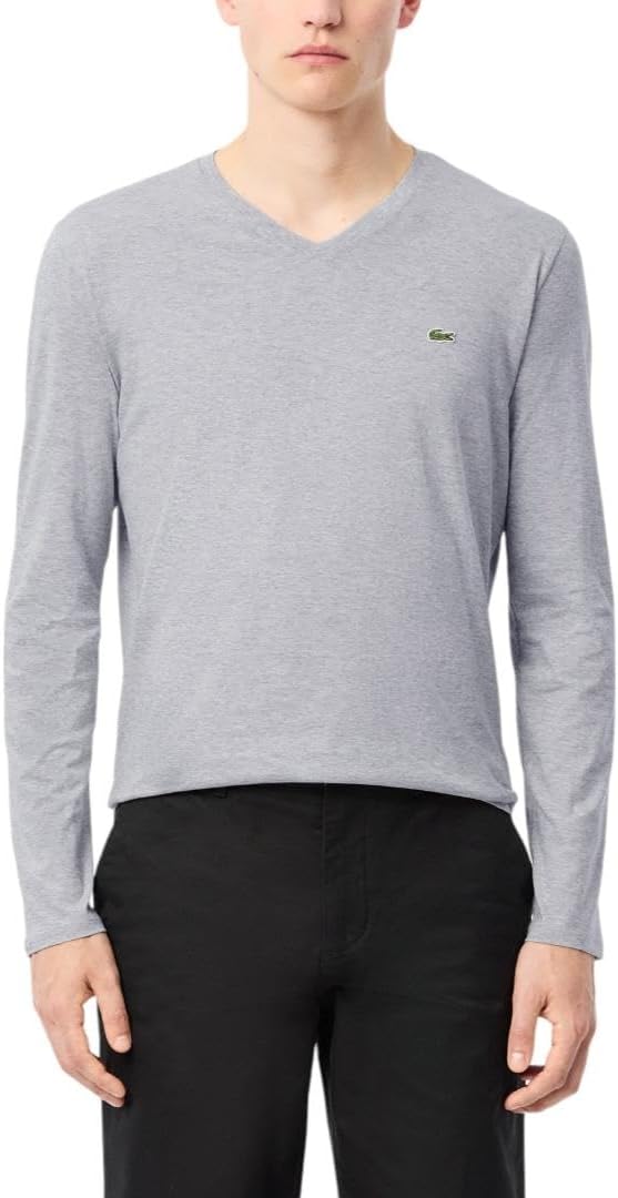 Lacoste Men's Long Sleeve V-neck T-shirt for Ultimate Comfort