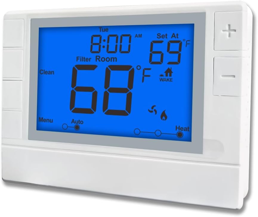 Programmable Thermostat for Home HVAC Systems with Blue Backlight