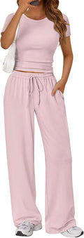 Trendy Queen Womens 2-Piece Wide Leg Summer Sweatsuit - Cozy Fit