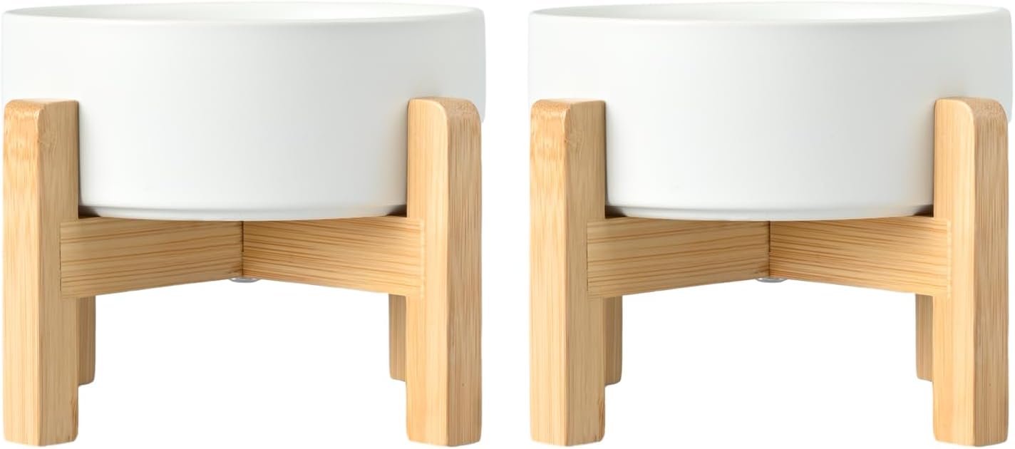 SPUNKYJUNKY Ceramic Elevated Dog Bowls for Large Dogs 2 Pack