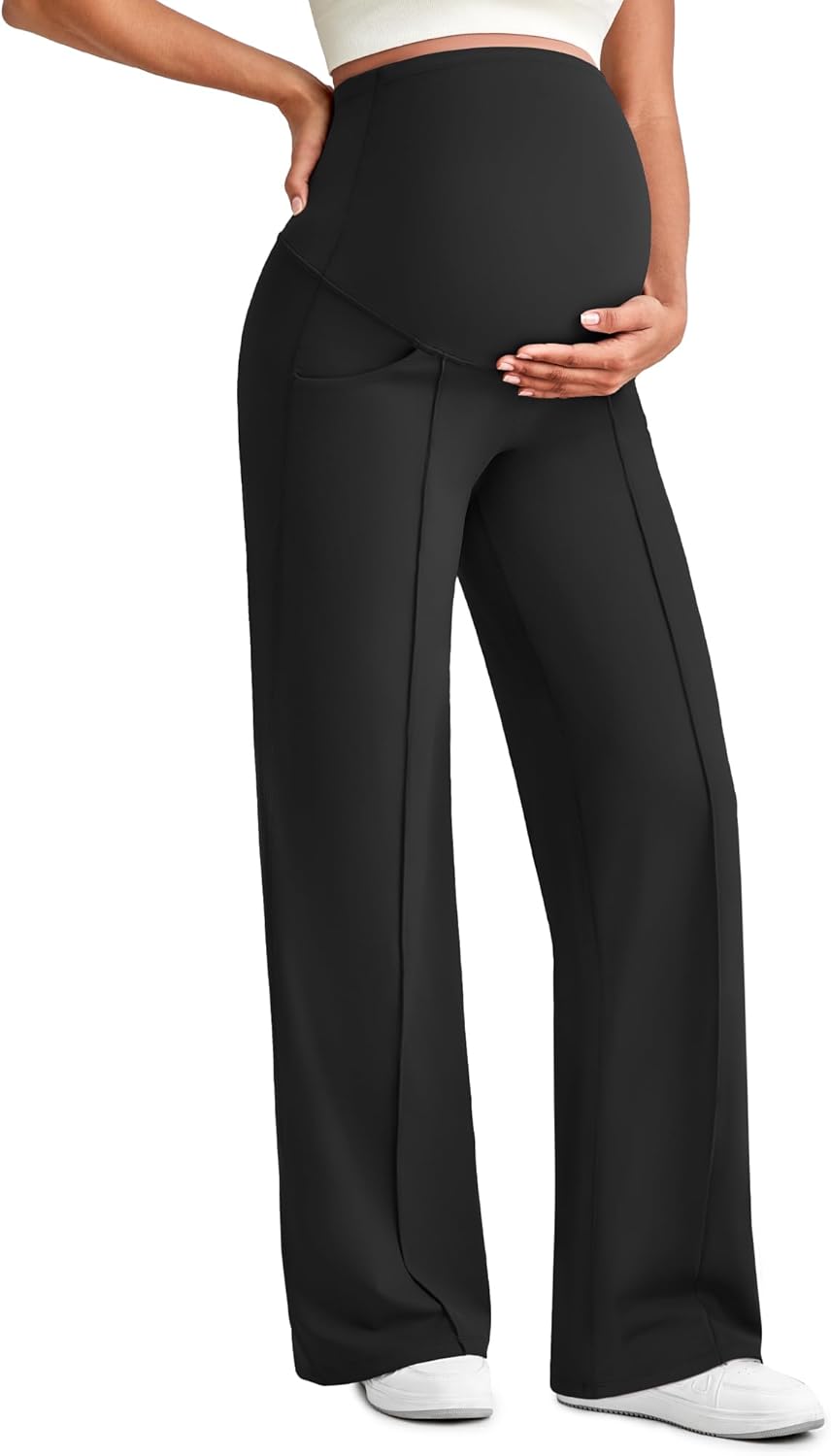 G4Free Maternity Dress Yoga Pants with Pockets for Comfort