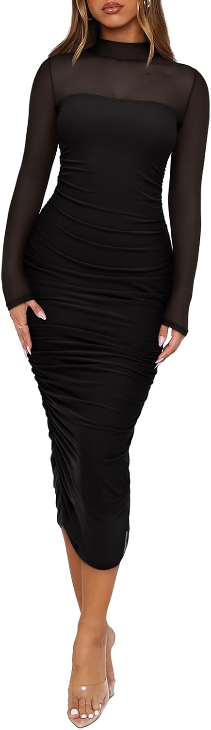 Elegant Club Evening Party Midi Dress for Women by REORIA