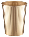 Brushed Gold Ridge Embossed Metal Wastebasket - Modern Small Trash Can