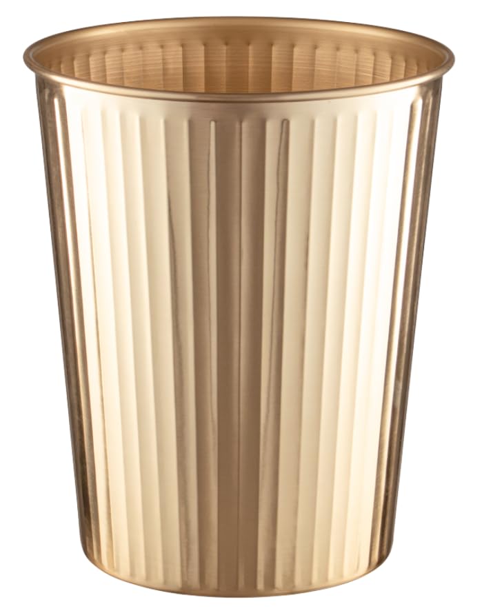 Monarch Abode Brushed Gold Handcrafted Ridge Embossed Wastebasket