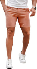GINGTTO Mens Slim Fit Shorts 7ft Inseam - Tailored Stretch Chino
