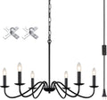 Plug in Chandelier with 6 Lights for Farmhouse Style Decor
