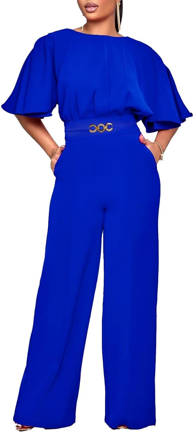 Elegant Plus Size Wide Leg Jumpsuit for Women Party Outfit