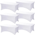 Table Cloth Rectangle 6FT Fitted Stretch Tablecloth - White Pack