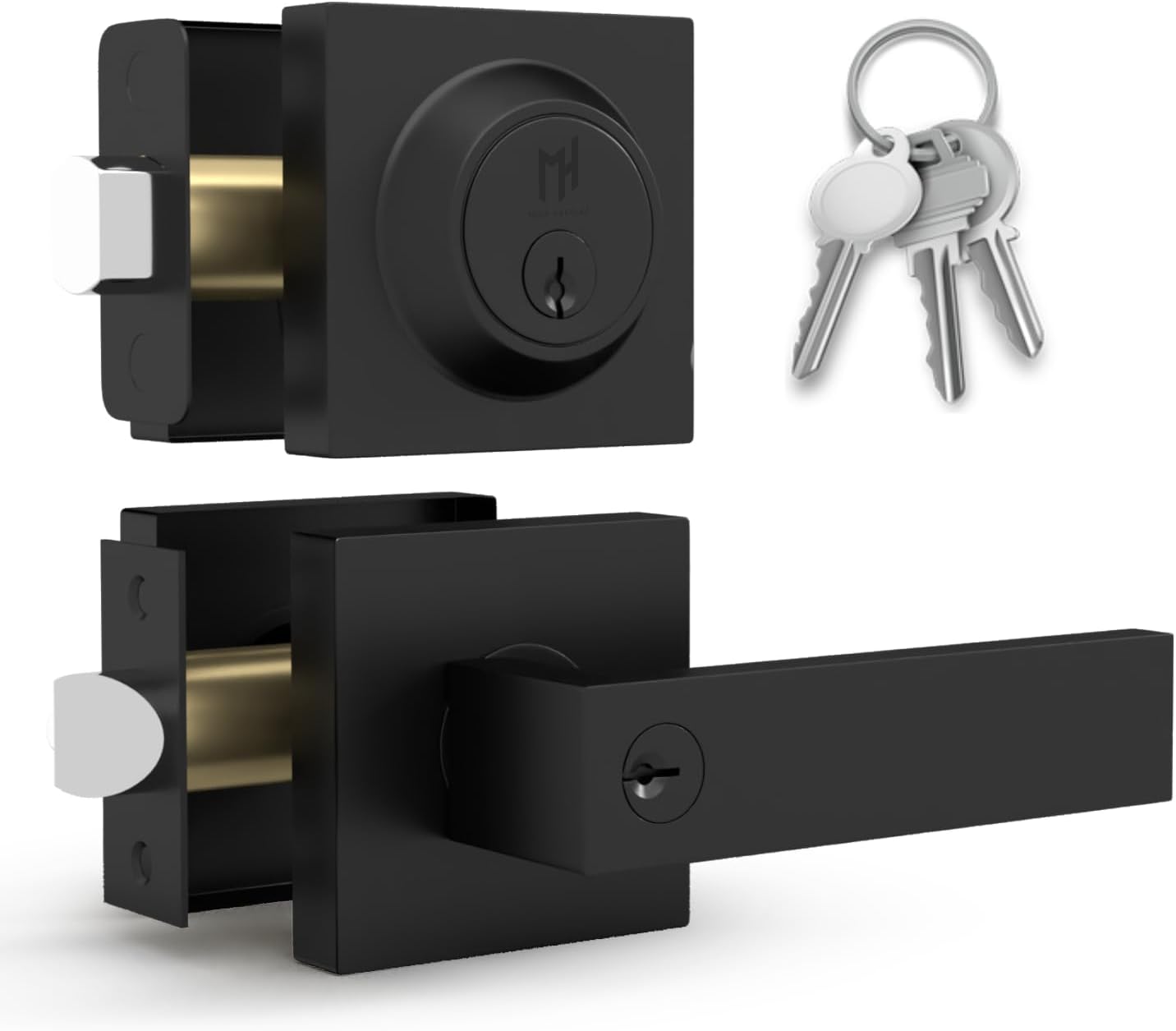 Mega Handles Entry Lever Door Handle & Deadbolt Lock Combo Pack