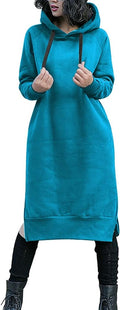 NUTEXROL Women's Cozy Fleece Hoodie Dress for Warmth and Style