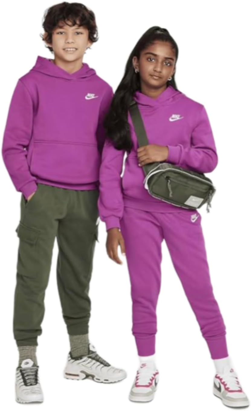 Nike Big Kid's Sportswear Hoodie - Hot Fuchsia/White Comfort