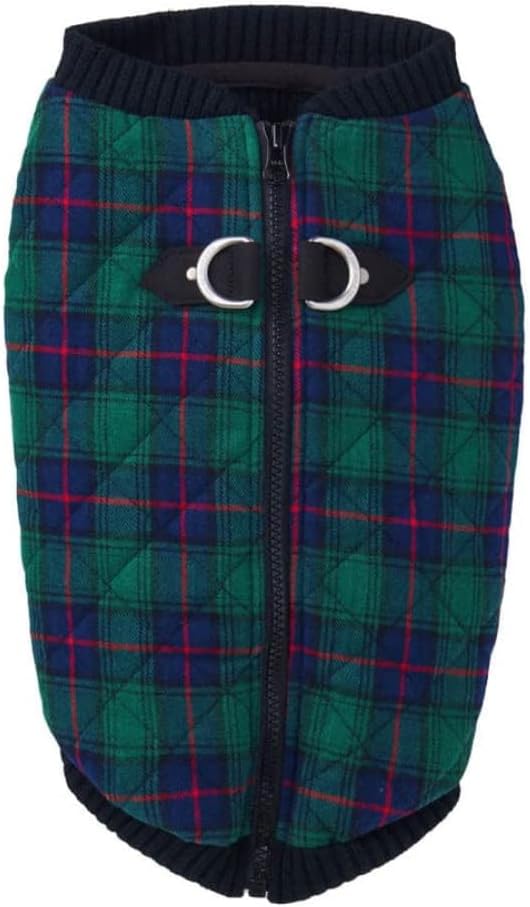 Gooby Fashion Vest Check Dog Jacket - Warm Zip Up Bomber Vest