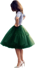 Tutu Skirt Knee Tulle Petticoat - Full 6-Layer Knee-Length Tulle