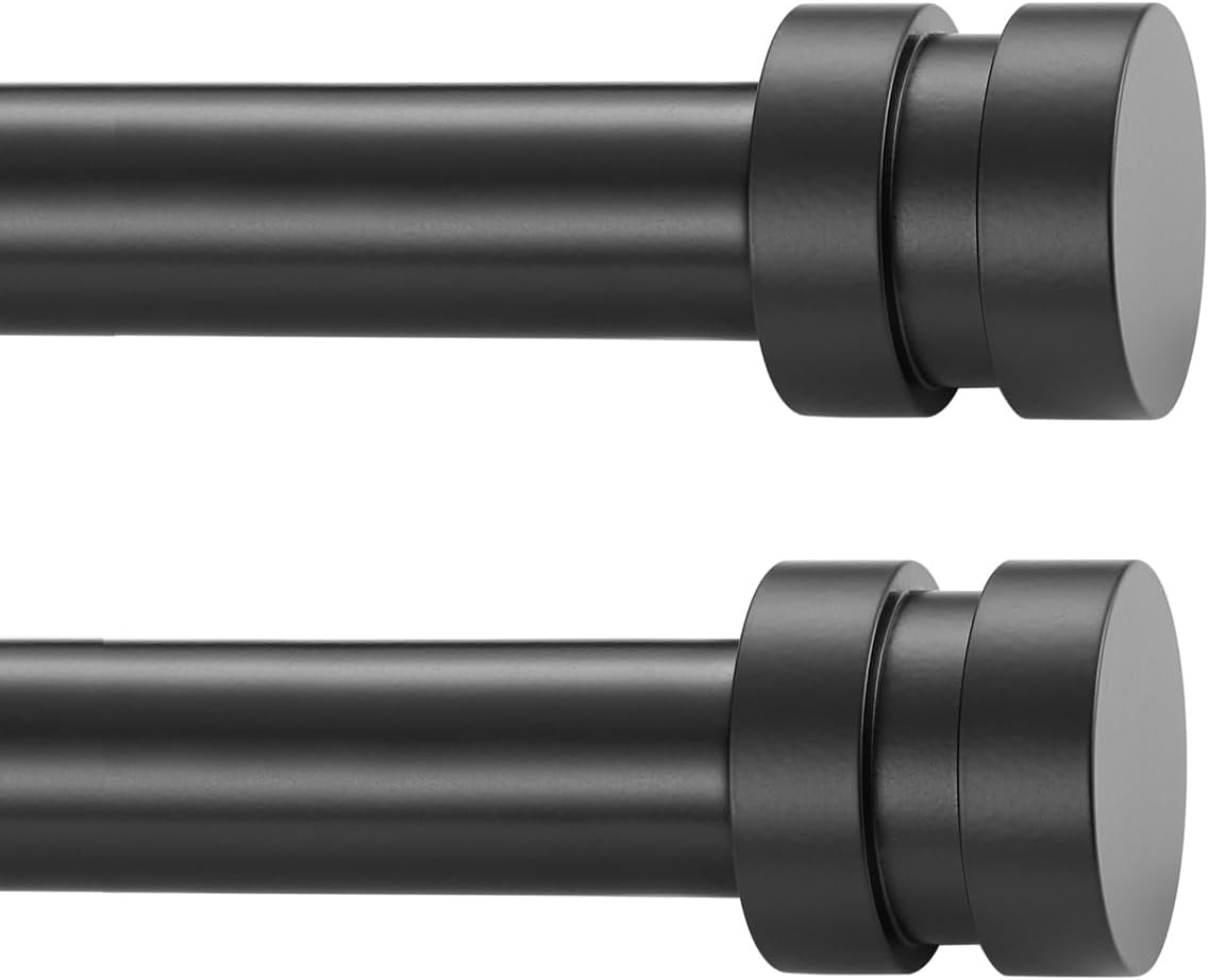 Set of 2 Telescoping Black Curtain Rods - 28-48Inch Length