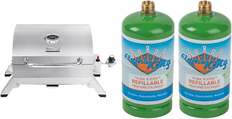 Royal Gourmet Portable Grill Bundle with Refillable Propane Tanks