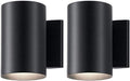 Outdoor Cylinder Wall Sconce 7 in Black - Pack of 2