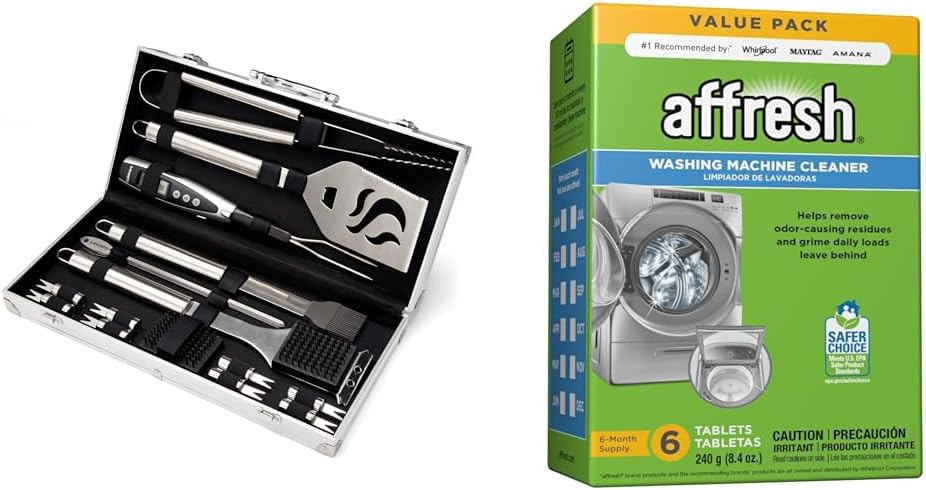 Deluxe 20-Piece BBQ Grill Set & HE Washer Cleaner