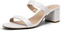 Women's Two Strap Open Toe Low Block Heels - Comfortable Summer Mules