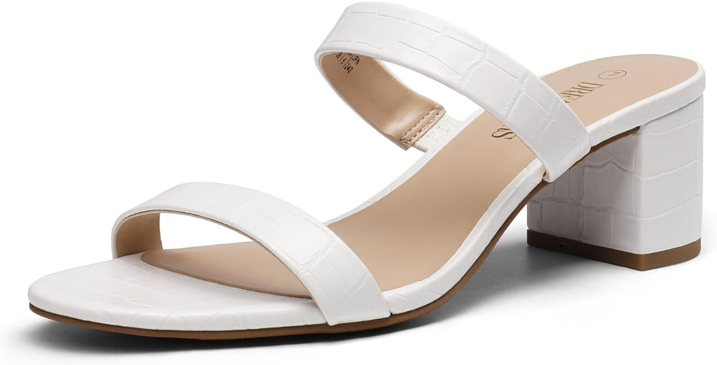 DREAM PAIRS Women's Two Strap Open Toe Low Block Heels Sandals