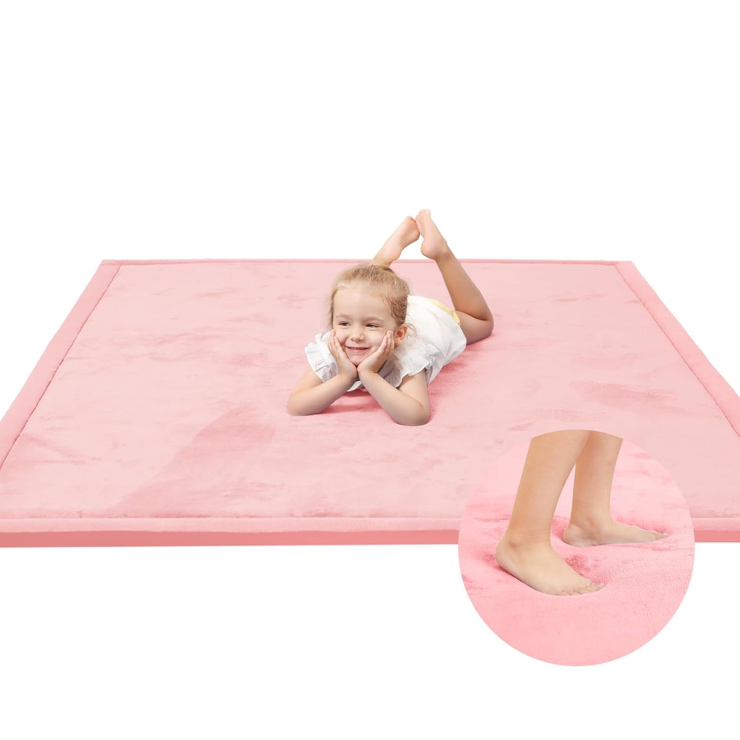 Baby Play Mat for Floor - Soft Coral Velvet Tummy Time Rug