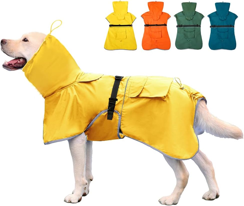 Waterproof Dog Raincoat for Medium Large Dogs - Adjustable Slicker