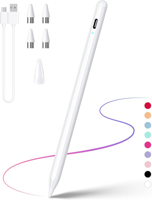 DRYMOKINI Rechargeable Active Stylus Pen - Dual Touch Screen - iOS/Android - White