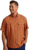 Men's HUK Tide Point Pattern Fishing Shirt for Outdoor Adventures