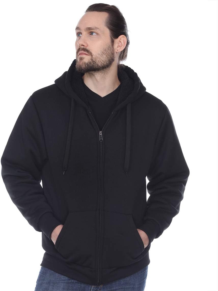 Heavyweight Sherpa Hoodies for Men - Warm Full Zip Sweatshirts