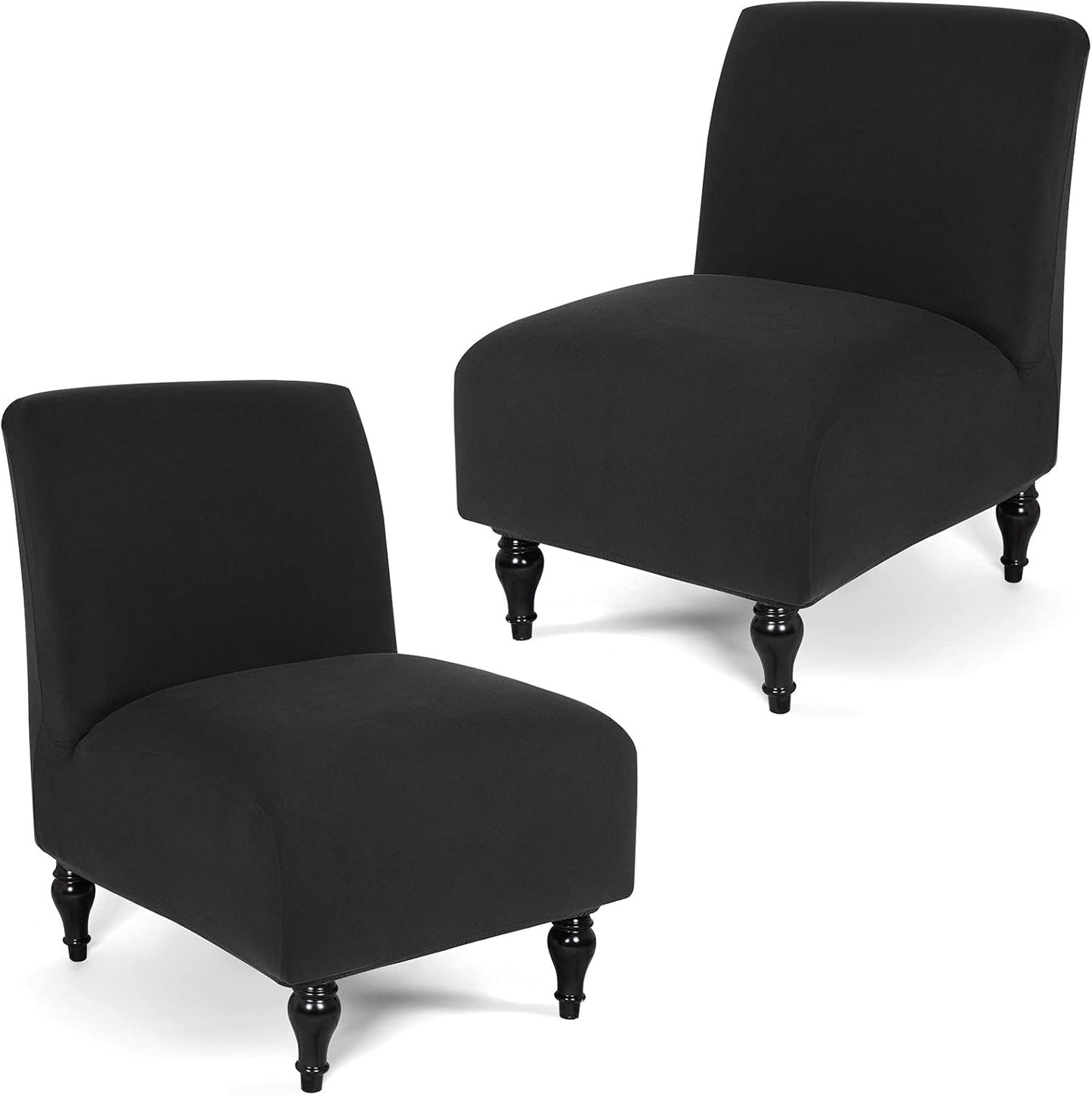 Stretchable Black Armless Chair Cover Set