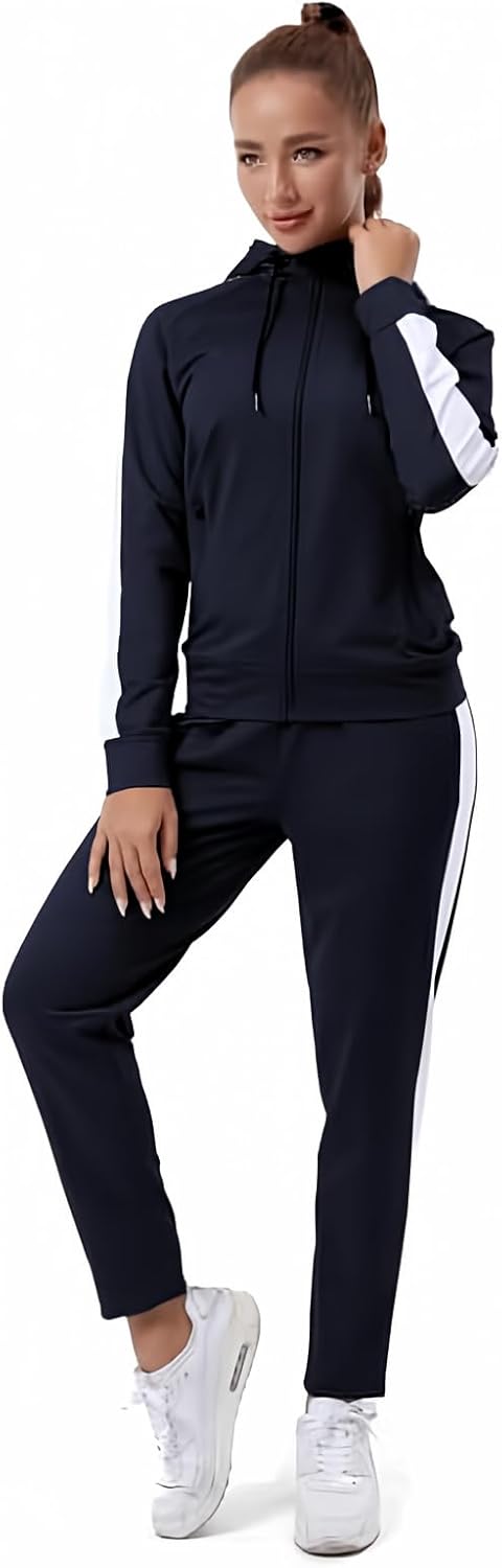 TEZO Womens Full Zip-Up Hoodie Tracksuit Set for Casual Wear