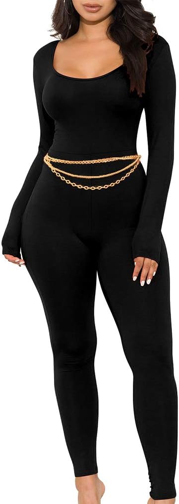 GOKATOSAU Women's Sexy Long Sleeve Bodycon Rompers for Clubs