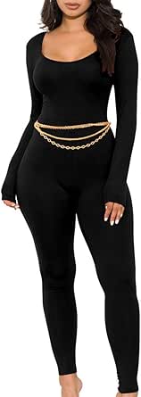 GOKATOSAU Women's Sexy Long Sleeve Bodycon Rompers for Clubs