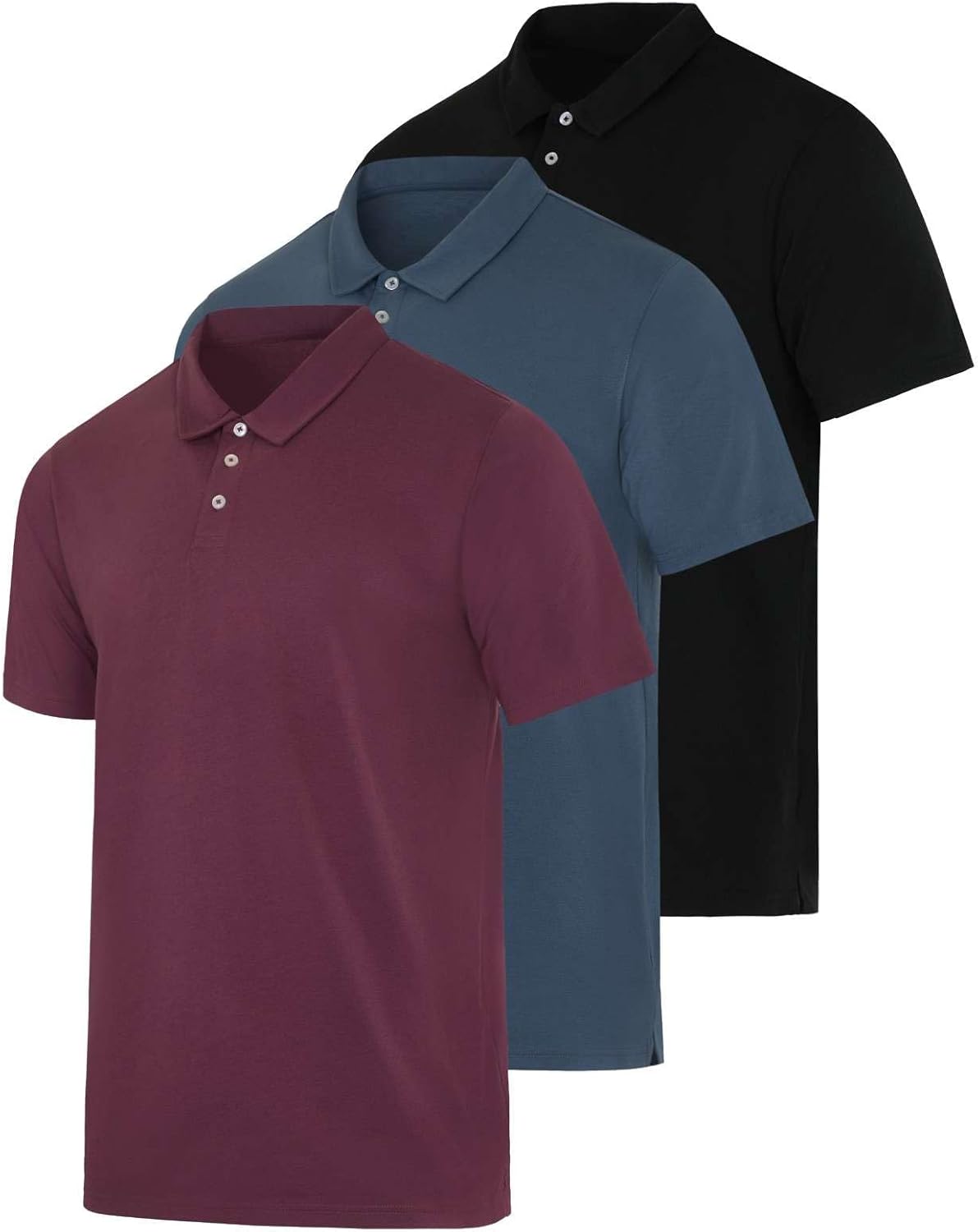 Men's Casual Jersey Cotton Polo Shirt 3 Pack for All Sizes
