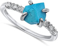 Real Raw Crystal Dainty Ring white Gold Birthstone - Gift Ring Rings