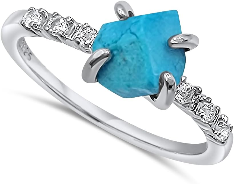 Real Raw Crystal Dainty Ring in White Gold for Birthstone Gifts