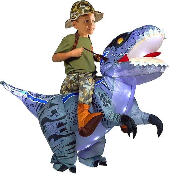 Minetom Inflatable Dinosaur Costume with LED Lights for Kids