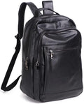 Genuine Leather Backpack for Men with 15.6 in Laptop - Classic Black
