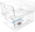 X-Large Stackable Clear Storage Bins with Open Front - 2-Pack