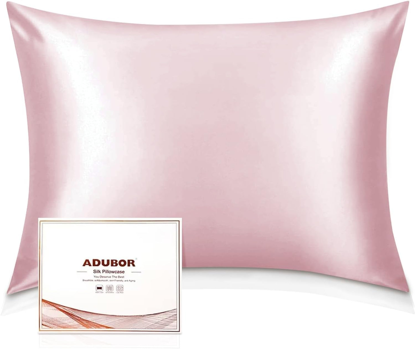 Adubor Silk Pillowcase for Hair and Skin, Queen Size 23 Momme