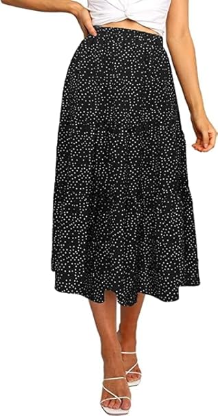 MEROKEETY Women's Boho Leopard Print Midi Skirt for Style Lovers