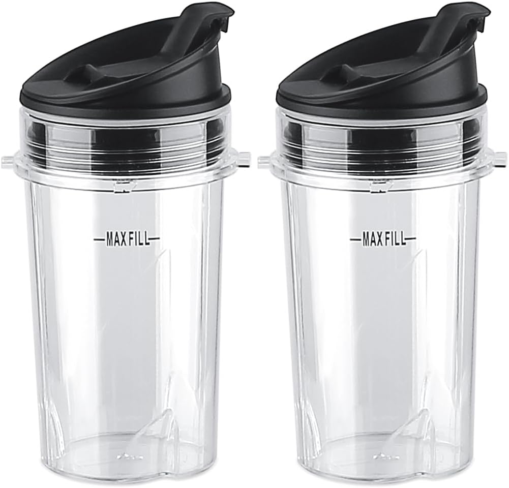 Anbige 2pcs 12oz Cups with Lids for Ninja Blenders