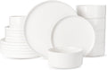 Famiware Porcelain Dinnerware Set, 18-Piece White Dinnerware Set
