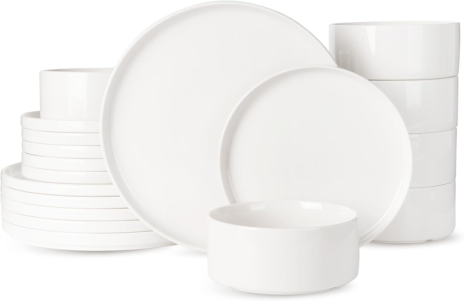 Famiware Porcelain Dinnerware Set for 6 - 18-Piece Modern Tableware