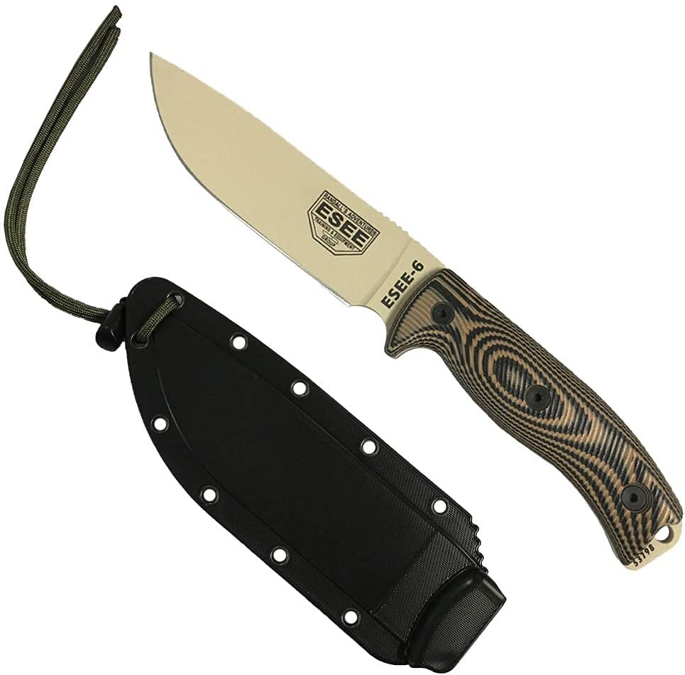 ESEE-6 Knife with Desert Tan Blade and Coyote/Black Handle