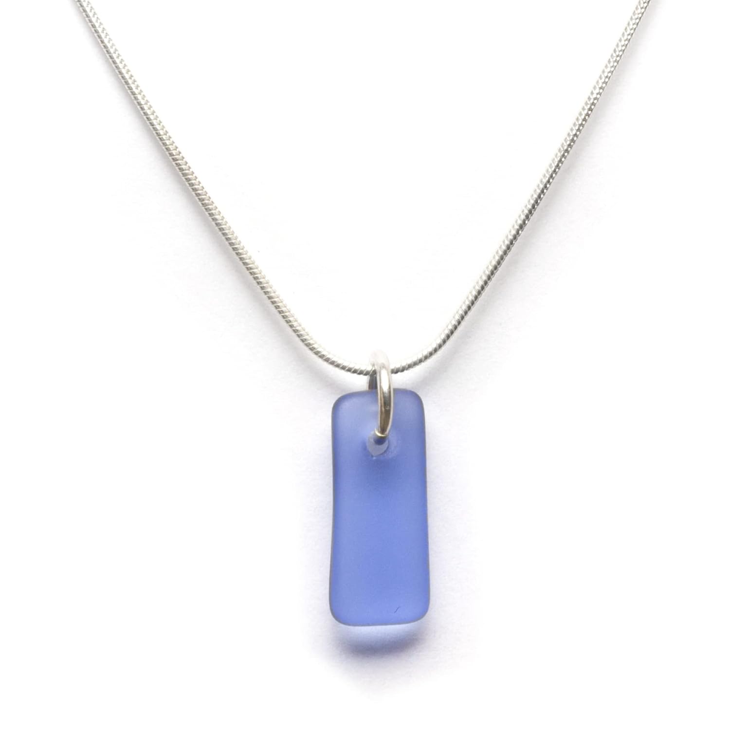 Sea Glass Murmur Pendant in Cornflower with 16in Snake Chain