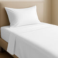 Twin Sheets Set - Natural 100% Cotton Sateen Twin Bedding - White