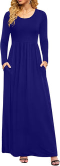 DB MOON Women Casual Long Sleeve Maxi Dress - Flowy Empire Waist Shoes