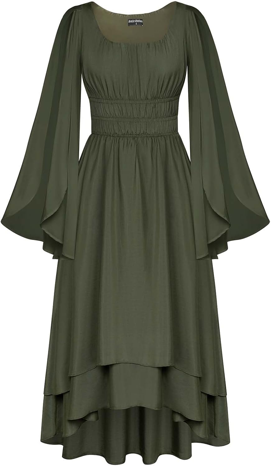 Renaissance Costume Dress with Split Bell Sleeves for Women