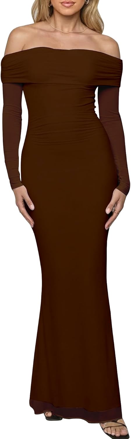 Elegant Off The Shoulder Bodycon Maxi Dress for Any Occasion