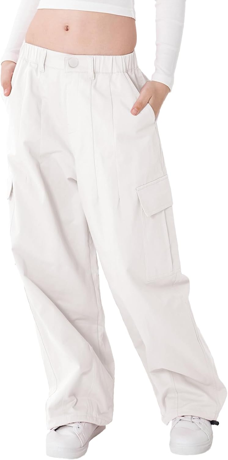 Rolanko Girls Cargo Pants Wide Leg Streetwear for Kids 4-14
